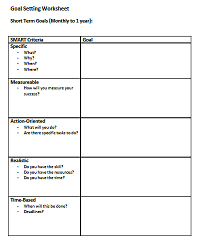 what is a goal setting worksheet