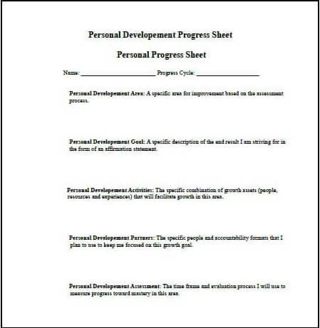 progress sheet